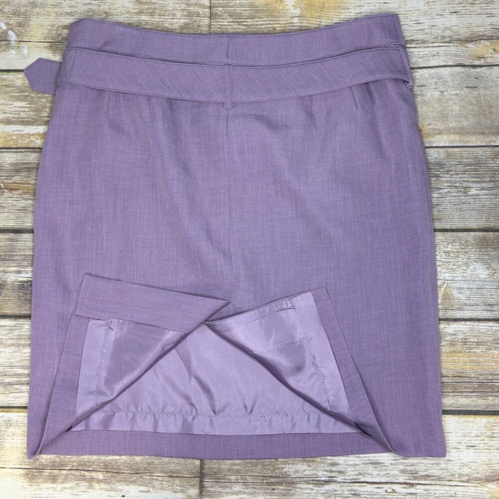 NWT Anne Klein Lavender‎ Belted Preppy Business Office Lined Pencil Skirt Sz 12 - Picture 5 of 6